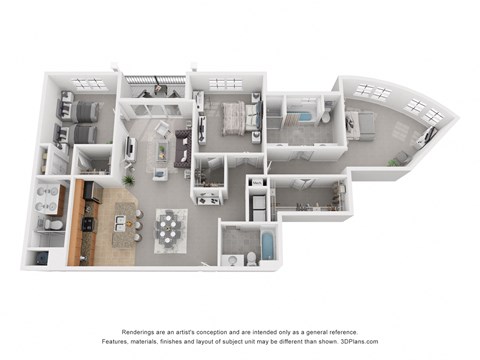 3 Bedroom 3 Bath Floor Plan